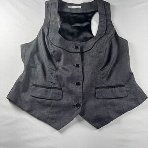 Maurices True Y2K Gray Button Front Vest Peplum Sleeveless Blazer Size 0